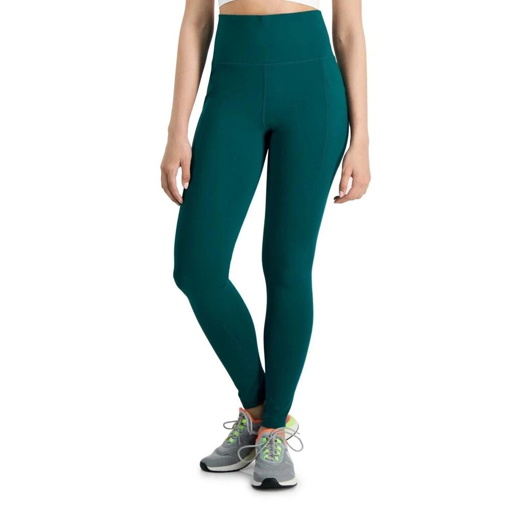 ID Ideology Women Regular Fit Leggings Green Solid Rapidry Stretch Super Soft XS